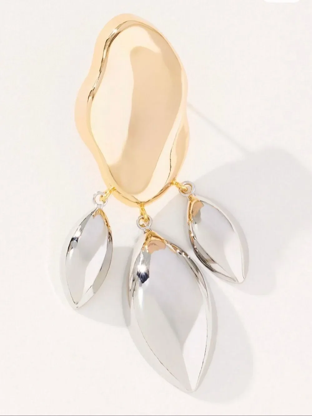 By Anthropologie NWT Drippy Teardrop Dangle Earrings Gold Silver Statement